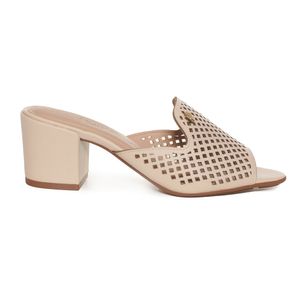 Tamanco Feminino Tela Salto Bloco Modare Creme