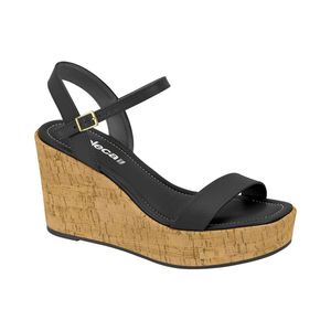 Sandália Feminina Anabela Tiras Moleca Preta