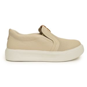 Tênis Feminino Casual Slip On Textura Pegada Branco