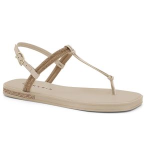 Sandália Feminina Rasteira Dedo Brilho Ramarim Branco Off