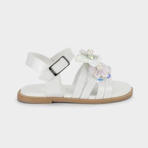 Sandália Infantil Bibi Shine Mini Branca de Flores