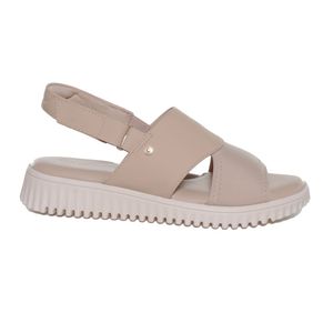 Sandália Feminina Anabela Comfort Velcro Comfortflex Bege