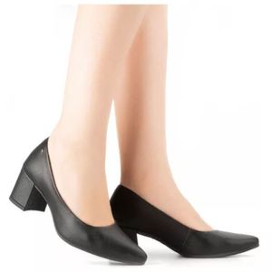 Sapato Scarpin Preto Salto Grosso Dakota Feminino