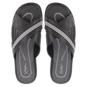Chinelo Unissex Couro Rubra Preto (Tamanhos Especiais)