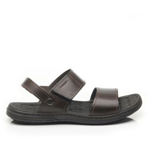 Sandália Pegada em Couro Cravo Masculino Marrom