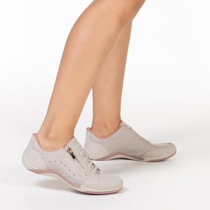 Tênis Feminino Detalhes Ziper Verniz Kolosh Creme