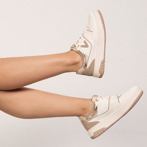 Tênis Feminino Casual Recortes Logo Via Marte Bege