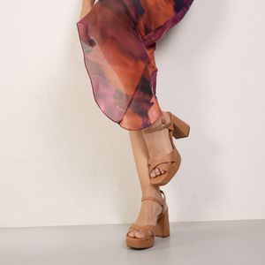 Sandália Salto Grosso Marrom Vizzano Feminina