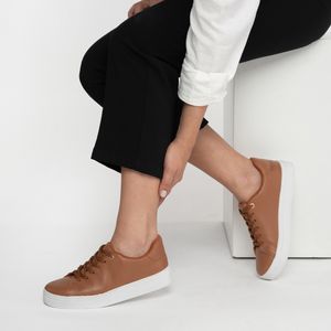Tênis Casual OSC Couro Feminino Caramelo